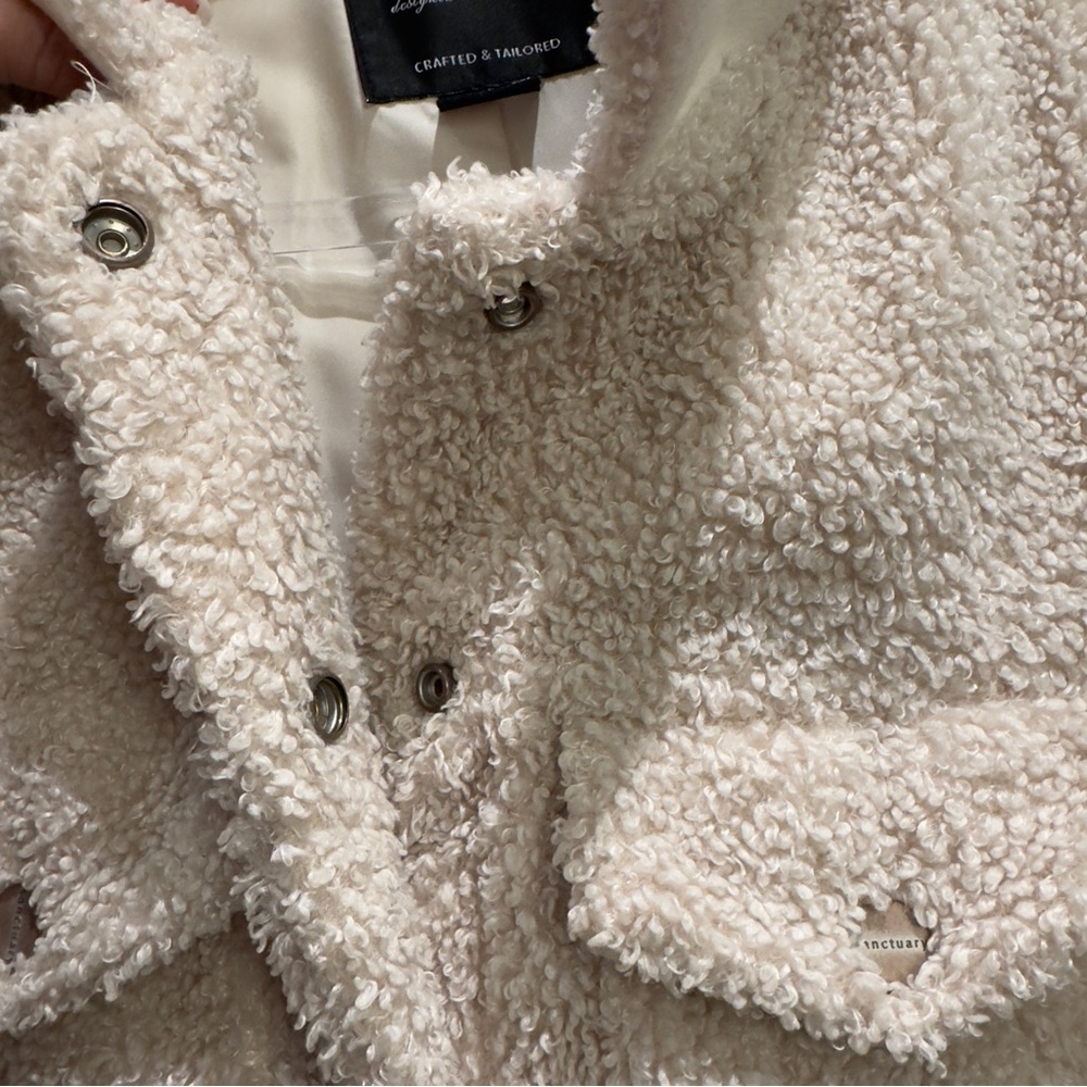 Sanctuary Women's Cream Sherpa Jacket Size Small - Picture 4 of 8